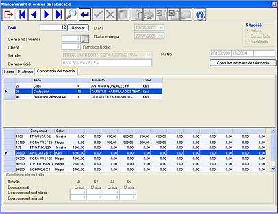 Cada matria pot combinar per talla o/i per color